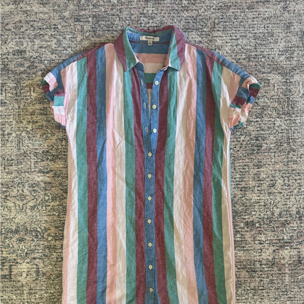 Madewell Pink and Blue Casual Button Down Shirt